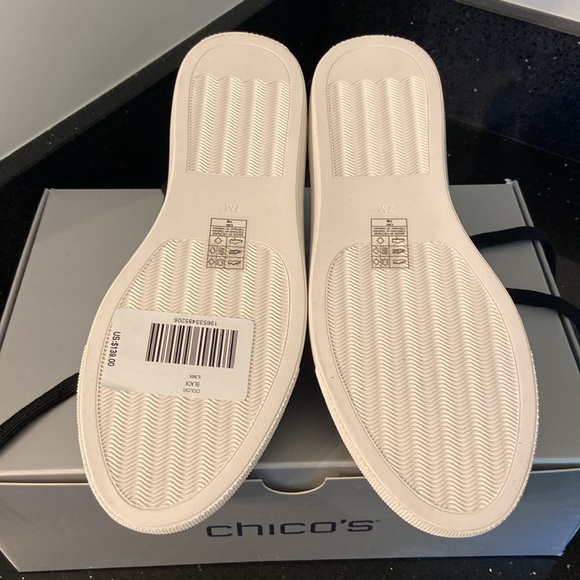 NIB Chico’s Black w/ Gold & Silver Metallic Rivets, Beads, Pave ILIMA Sneakers - Picture 7 of 15